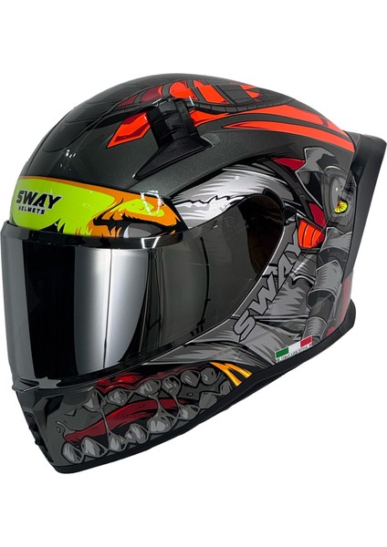 869 Veno Red Grey Black Kask