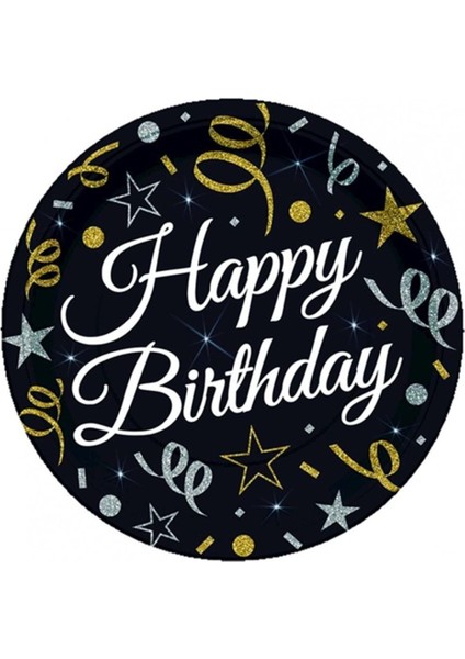 Siyah Renkli Eğlence Temalı Doğum Günü Konfeti Tabakları