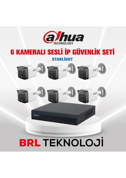 6 Kameralı 2 Mp Sesli Ip Güvenlik Kamera Seti IPC-HFW1230TC1-SA
