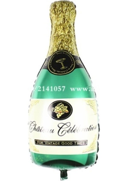 Yeşil ve Çok Renkli Şampanya Folyo Balon 93X48 Cm, Kutlama Dekorasyonu