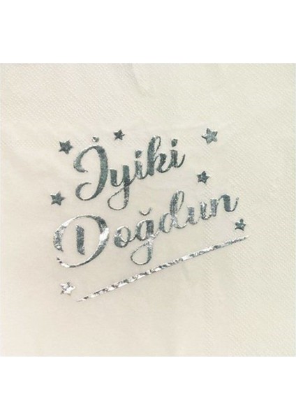 Renkli Gümüş Varaklı Iyi Ki Doğdun Peçete, Özel ve Şık Doğum Günü Teması Aksesuarı