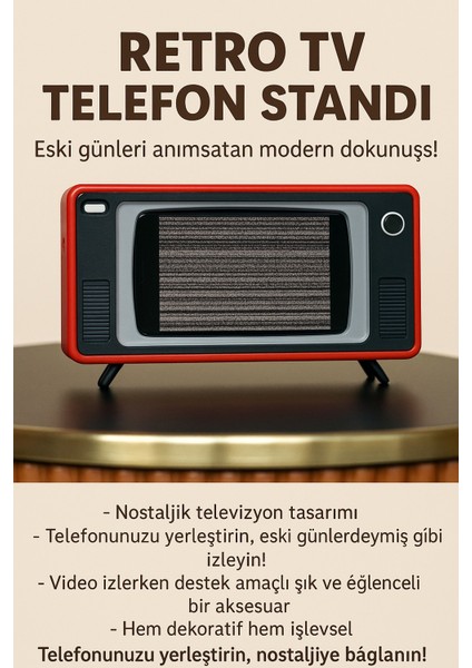 Retro Tv Tarzı Telefon Standı/telefon Tutucu/masa Üstü Mini Tv 5inc ve Aşağısı Telefonlar Içi modelleri