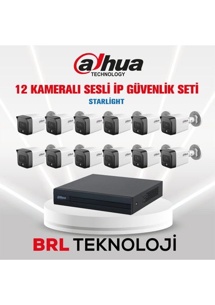 12 Kameralı 2 Mp Sesli Ip Güvenlik Kamera Seti IPC-HFW1230TC1-SA