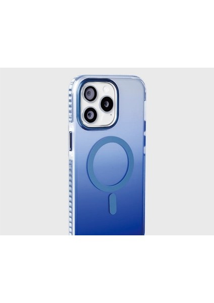 iPhone 14 Mavi Renk Geçişli Grace Premium Koruyucu Kılıf - Magsafe modelleri
