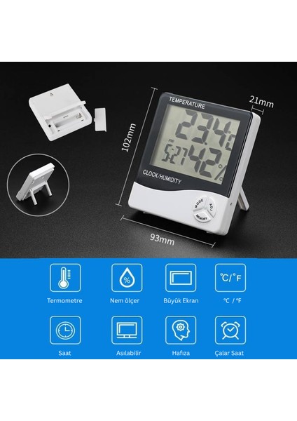 Dijital Masa Saati Oda Termometre Sıcaklık ve Nem Ölçer Masa Saati Alarm fırsatları