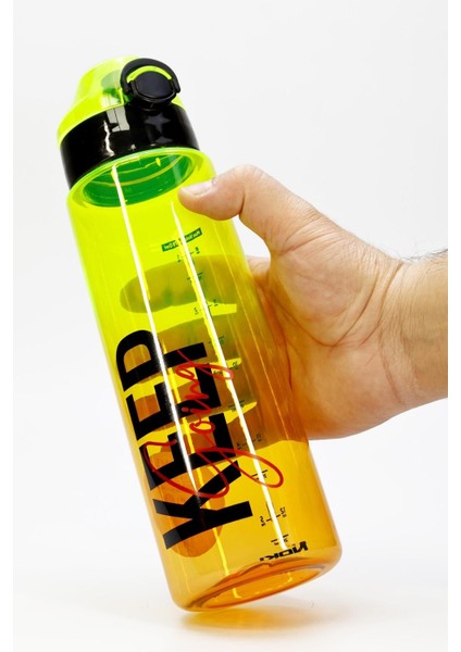Geniş Ağız Tritan Su Şişesi 800 ml Sarı Spor Matarası