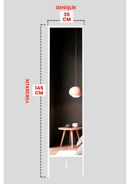 Pvc Çerçeveli Ayakli Boy Aynası 145 x 35 cm modelleri