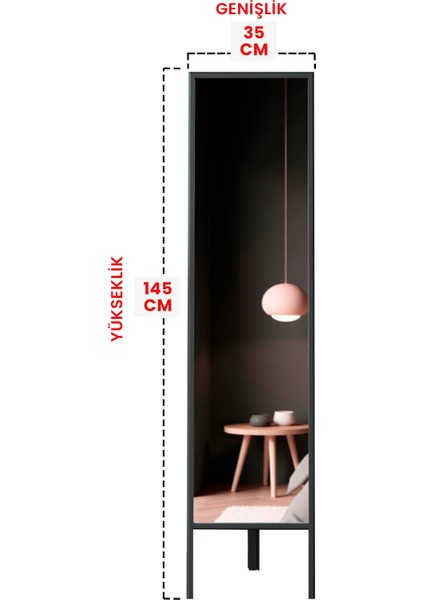 Pvc Çerçeveli Ayakli Boy Aynası 145 x 35 cm modelleri
