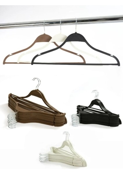 10'lu Siyah, Beyaz, Kahve Plastik Askı Seti – Dayanıklı Kıyafet Askıları, Ev ve Ofis Kullanımı Için indirimleri