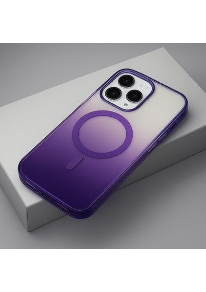 iPhone 14 Mor Renk Geçişli Grace Premium Koruyucu Kılıf - Magsafe modelleri
