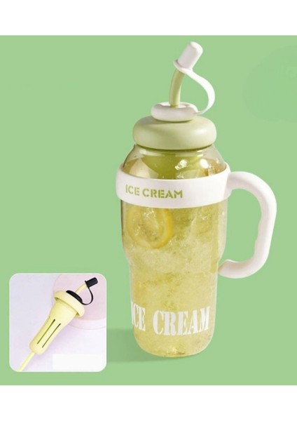 1300 ml Yeşil Spor Matara, Pipetli, Süzgeçli, Taşıma Saplı, Seyahat ve Okul Için modelleri