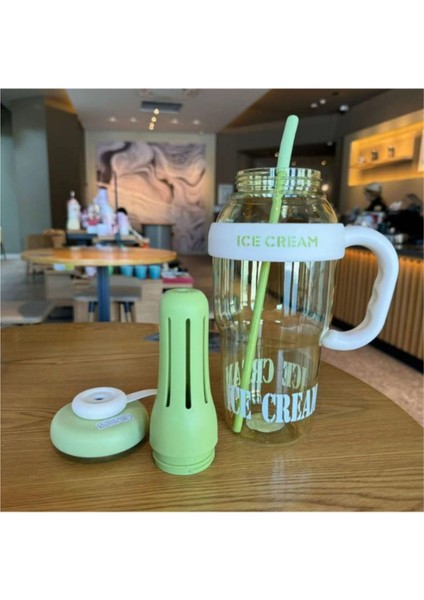 1300 ml Yeşil Spor Matara, Pipetli, Süzgeçli, Taşıma Saplı, Seyahat ve Okul Için indirimleri