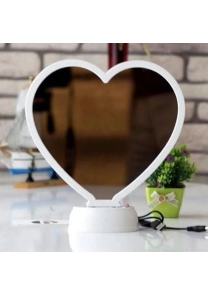 Kişiye Özel Fotoğraflı Kalp Şekilli Sihirli LED Ayna