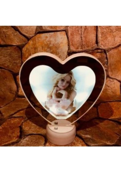 Kişiye Özel Fotoğraflı Kalp Şekilli Sihirli LED Ayna fiyatları