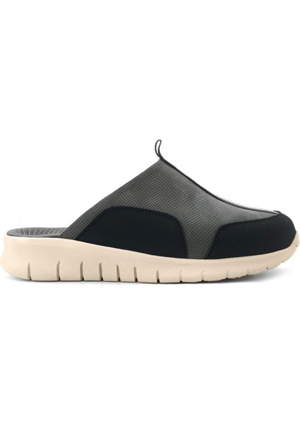 Medikal Hakiki Deri Gri Siyah Krem Tabanlı Comfort Spor Terlik modelleri