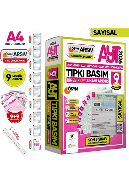 2026 Ayt Sayısal Ösym Çıkmış Soru Tıpkı Basım 9lu Deneme Paketi Türkiye Geneli Çözümlü Set