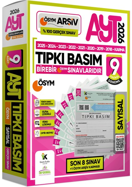 2026 Ayt Sayısal Ösym Çıkmış Soru Tıpkı Basım 9lu Deneme Paketi Türkiye Geneli Çözümlü Set fiyatları