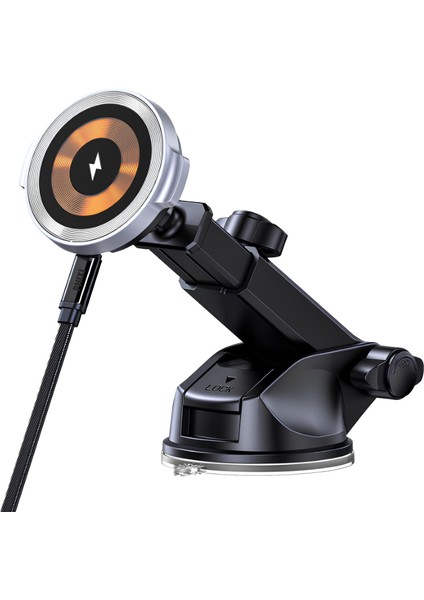 Force M20 15W Hızlı Şarj Kablosuz Araç Şarj Cihazı Tutucu, Manyetik Katlanabilir Telefon Tutucu