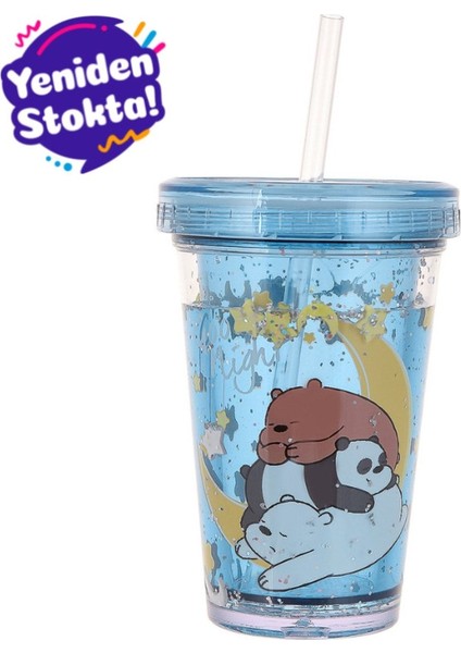 Renkli Pipetli 320ML Sulu Plastik Şişe, Eğlenceli ve Kullanışlı Tasarım