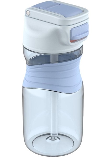 450ML Pipetli Silikon Gövde Tritan Matara, Mavi, Sağlıklı ve Şık Tasarım