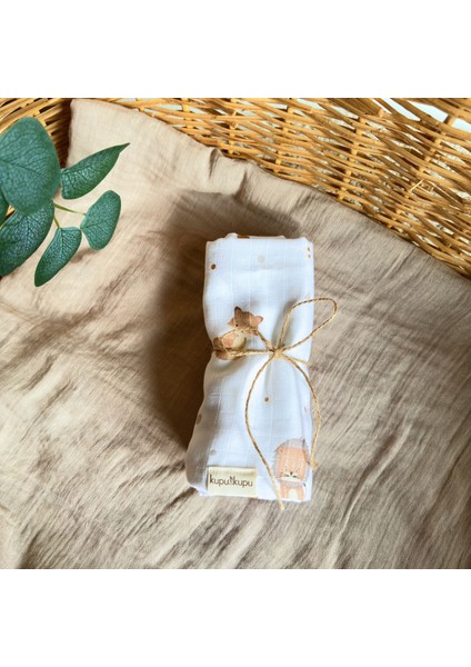 Müslin Bebek Battaniyesi, Yenidoğan, Bebek Örtüsü, Organik, Pamuklu, Pamuk, Hipoalerjenik, Desenli Müslin, Beyaz, 4 Mevsim, Nefes Alabilen, Taşınabilir, Hediyelik, Kupu&kupu