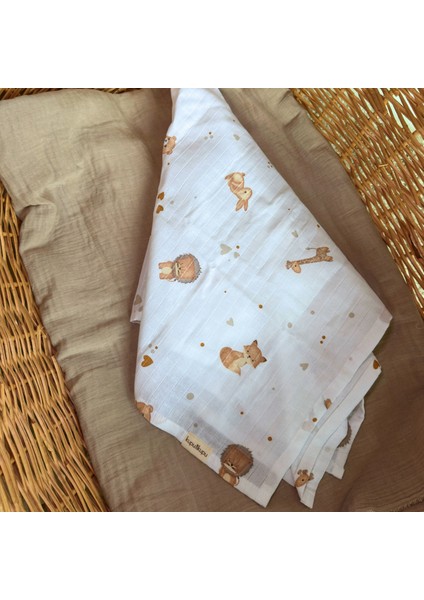 Müslin Bebek Battaniyesi, Yenidoğan, Bebek Örtüsü, Organik, Pamuklu, Pamuk, Hipoalerjenik, Desenli Müslin, Beyaz, 4 Mevsim, Nefes Alabilen, Taşınabilir, Hediyelik, Kupu&kupu