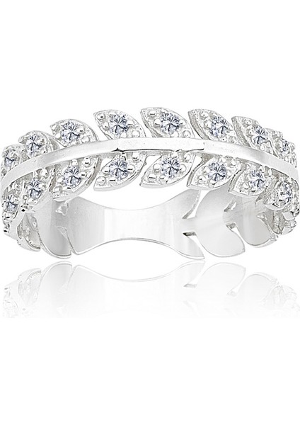 Gümüş Yüzük - Pırlanta Taşlı (Signity Swarovski) Başak 925 Ayar Gümüş Yüzük-Hediye Başak Modeli Gümüş Yüzük