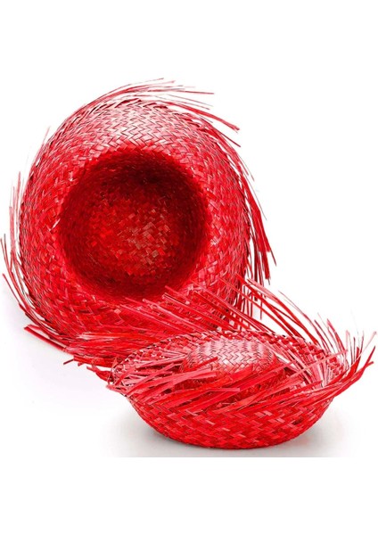 Kırmızı Tropikal Hasır Hawaii Şapkası, Eğlenceli ve Renkli Yaz Takımı modelleri