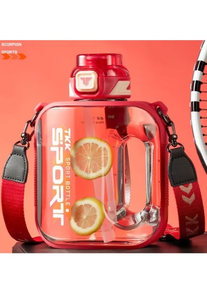 Pipetli 1000 ml Tritan Su Matara, Rahat Kullanım, Bpa Içermeyen, Askılı, Pembe