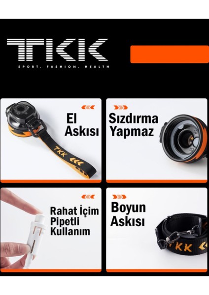 Pipetli 1000 ml Tritan Su Matara, Rahat Kullanım, Bpa Içermeyen, Askılı, Pembe fiyatları