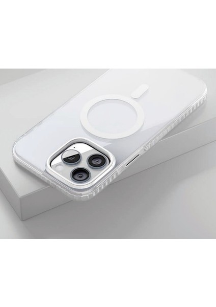 iPhone 14 Beyaz Renk Geçişli Grace Premium Koruyucu Kılıf - Magsafe modelleri