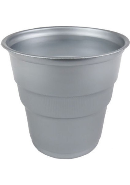 Şık 200CC Plastik Bardak Gümüş, Paket 25, Dayanıklı ve Şık Tasarım