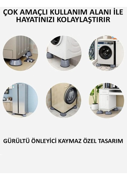 4 Adet Çamaşır, Buzdolabı, Bulaşık Makinesi Titreşim Önleyici Yükseltici Beyaz Eşya Altlığı Ayağı modelleri