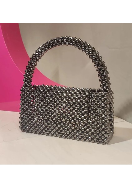 Siyah Boncuk Örme Şık Abiye Çanta modelleri