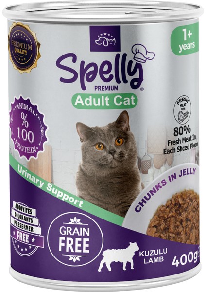 24 Adet x Spelly Kuzulu Yetişkin Kedi Maması Konserve (400GR)