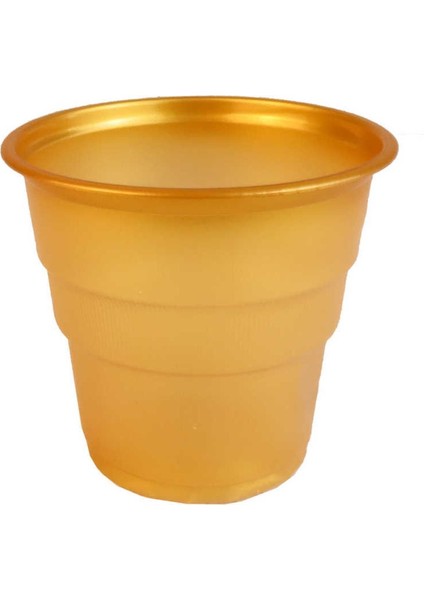 Şık 200 cc Altın Renkli Plastik Bardak, Paket 25 Adet