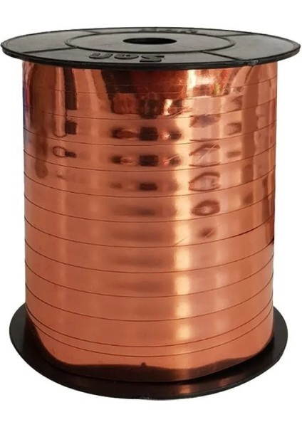 Parlak Renkli Metalik Şerit Rafya, 200M, 8mm, Balon Süsleme Kurdele, Pembe