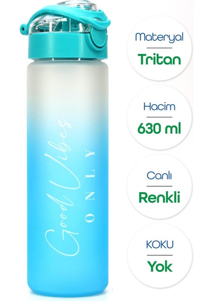 Geniş Ağızlı Tritan Su Şişesi, 630ML, Gradient Tasarım, Sıvı Taşıma, Bpa Içermez fiyatları
