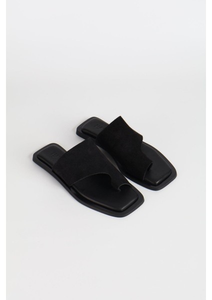 Kadın Süet Siyah Terlik 2221