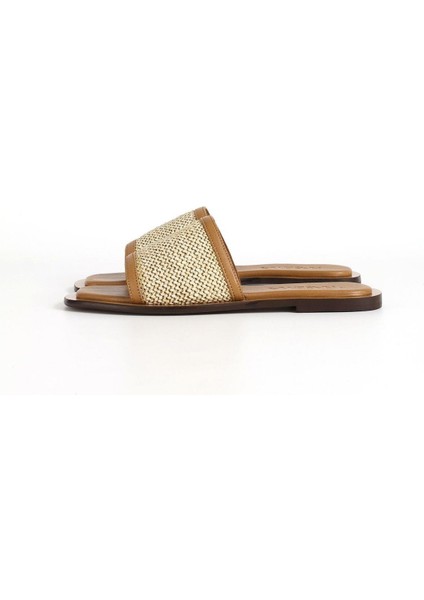 Kadın Hasır Detaylı Kahverengi Terlik 110-15 fiyatları