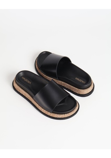 Kadın Hasır Detaylı Siyah Terlik 3073 fırsatları