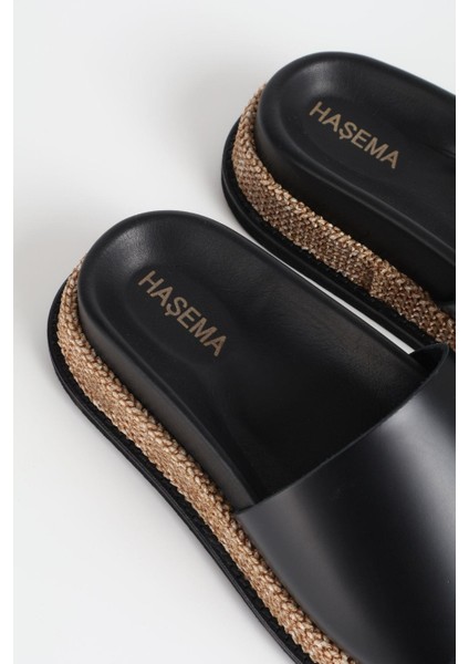 Kadın Hasır Detaylı Siyah Terlik 3073 indirimleri