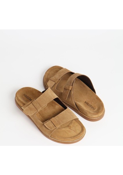 Kadın Süet Çift Bantlı Kahverengi Terlik 156-17 fırsatları