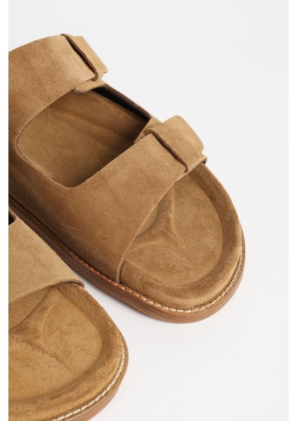 Kadın Süet Çift Bantlı Kahverengi Terlik 156-17 indirimleri