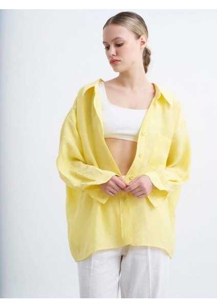 4612 Omzu Düşük Oversize Gömlek Sarı