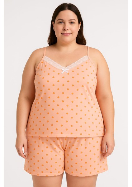 Kadın Büyük Beden Ip Askılı Bluz ve Şortlu Alt Üst Pijama - Geniş Kesim - Ölçüler Ürün Açıklamasında fiyatları