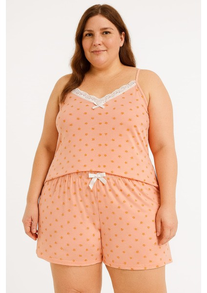 Kadın Büyük Beden Ip Askılı Bluz ve Şortlu Alt Üst Pijama - Geniş Kesim - Ölçüler Ürün Açıklamasında modelleri