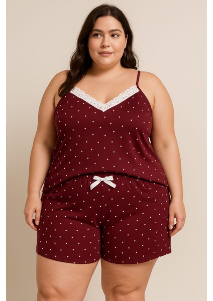 Kadın Büyük Beden Ip Askılı Bluz ve Şortlu Alt Üst Pijama - Geniş Kesim - Ölçüler Ürün Açıklamasında modelleri