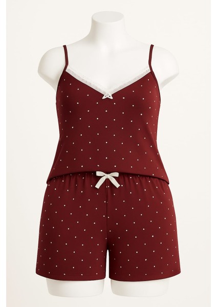 Kadın Büyük Beden Ip Askılı Bluz ve Şortlu Alt Üst Pijama - Geniş Kesim - Ölçüler Ürün Açıklamasında indirimleri