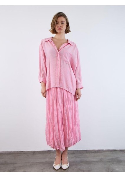 4612 Omzu Düşük Oversize Gömlek Şeker Pembe fiyatları